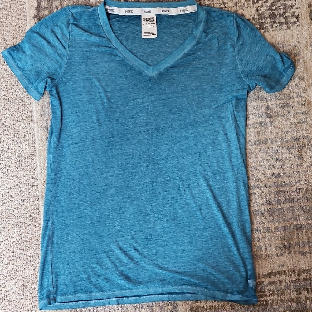 PINK Victoria's Secret Teal V-Neck Sleep Tshirt